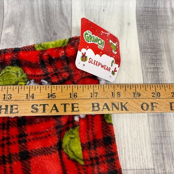 ✅ Womens XL  34 X 31 Dr Seuss' The Grinch Plaid Fleece Lounge Pants Red & Green - Picture 3 of 8